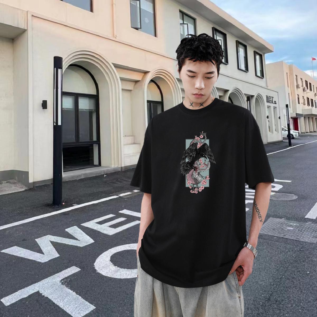 Soft Men Tshirts 230g 100% Cotton Beach cool Custom Print Plus Size Crew Neck Fashion Design T-Shirts for Men Wear