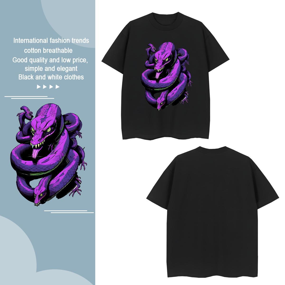 T shirt 230g Cotton snake Casual Breathable Short Sleeve Custom Anime Tshirt for Man Woman DIY Customized Wholesale Clothings