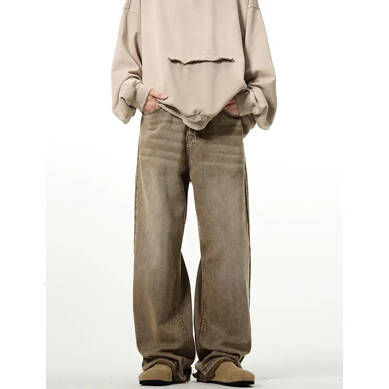 Womens Khaki Cargo Jeans Baggy Harajuku Y2k Oversize Denim Trousers 90s Aesthetic Jeans Pants Vintage 2000s Trashy Clothes 240806