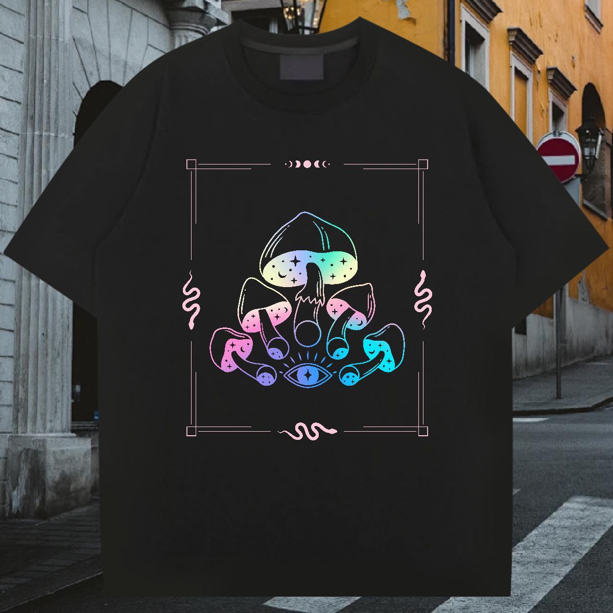 Mens T Shirts 230g Cotton mushroom Street Casual O Neck Short Sleeves Customized Print Tshirt for Man Woman Designer TOP Quality Tees Shirts