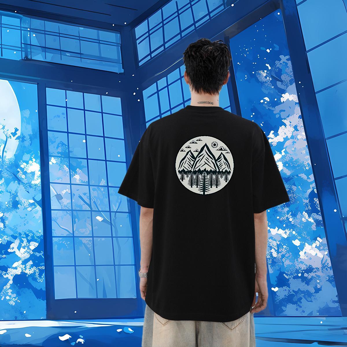 Classic Casual Man T Shirts 230g Pure Cotton tree Hip Hop Tees Shirts O-Neck Short Sleeve TOP Quality Couples T Shirts DIY Anime