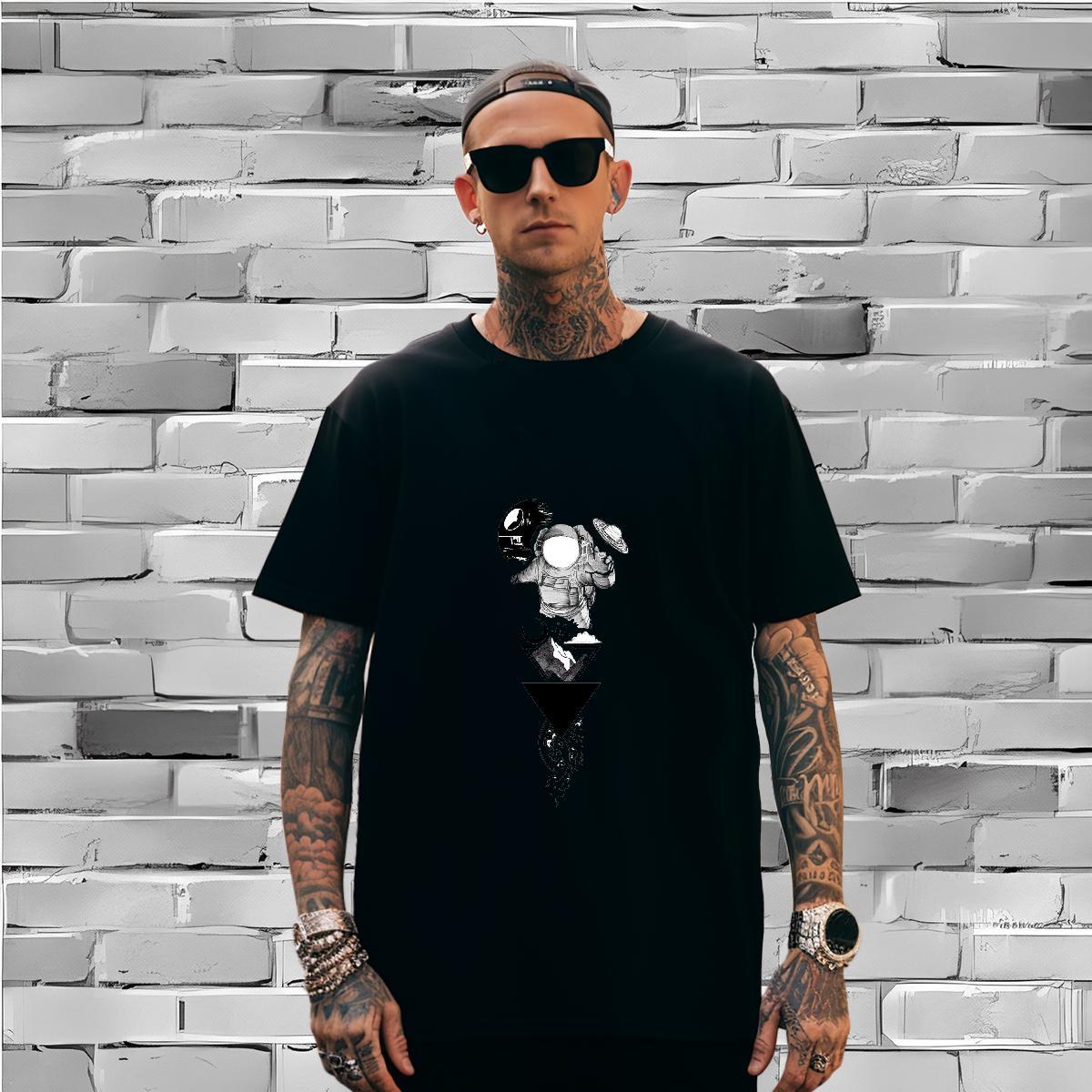 T Shirts Men 230g Cotton universe Street Wear Breathable Short Sleeve Customized Print Men Tees Stylist Cool Top Tees