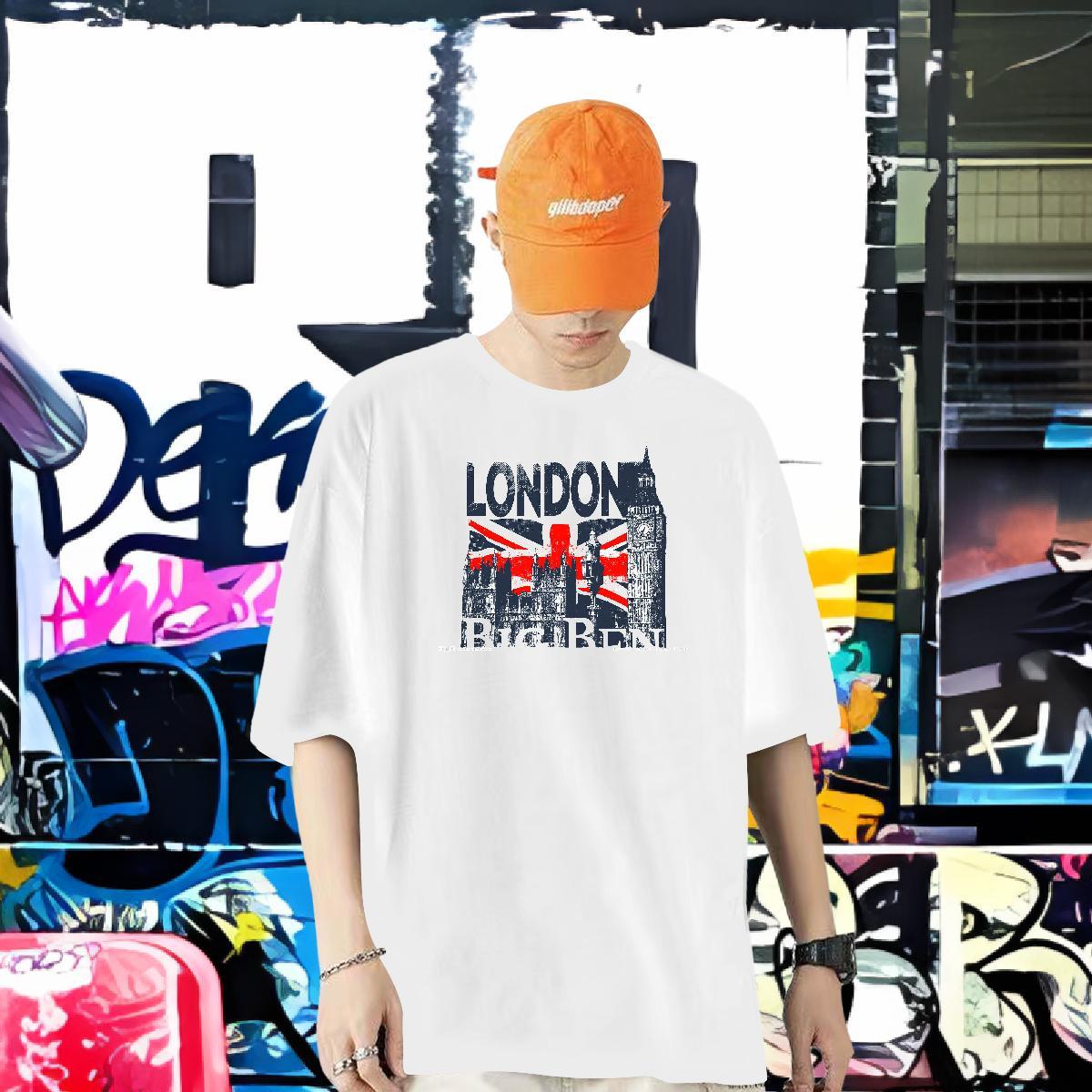 Custom Mens T Shirts 100% Cotton 230g Tall buildings Hip Hop Street Clothes Breathable Short Sleeve Wholesale Tshirt for Man Woman Oversized 4XL