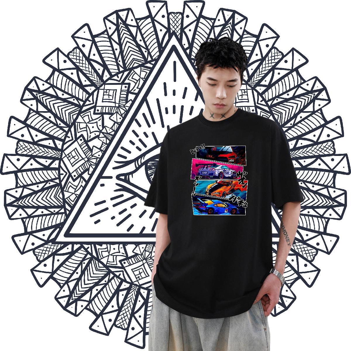 High Quality Tshirts 230g Pure Cotton Hip Hop car Custom Big Size Breathable Soft 2024 New T shirt Tees Shirts