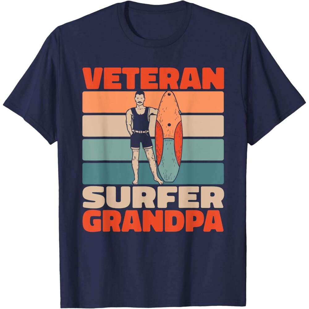 T shirt Mens Retro Surfer Waves - Surfrider Vintage Surfing Grandpa T-Shirt shirts tshirt graphic tee Casual tops summer clothes Short sleeve Free shi