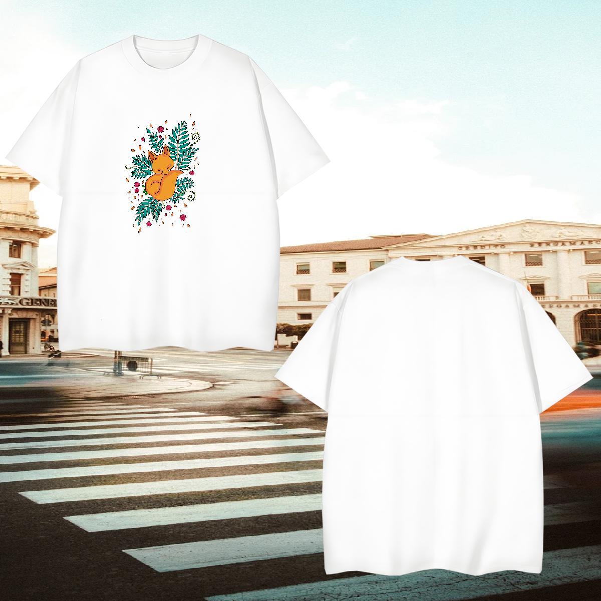 Classic Casual Man T Shirts 230g Cotton fox Hip Hop Street Clothings O-Neck Short Sleeve TOP Quality Tshirt for Man Woman Customized Print