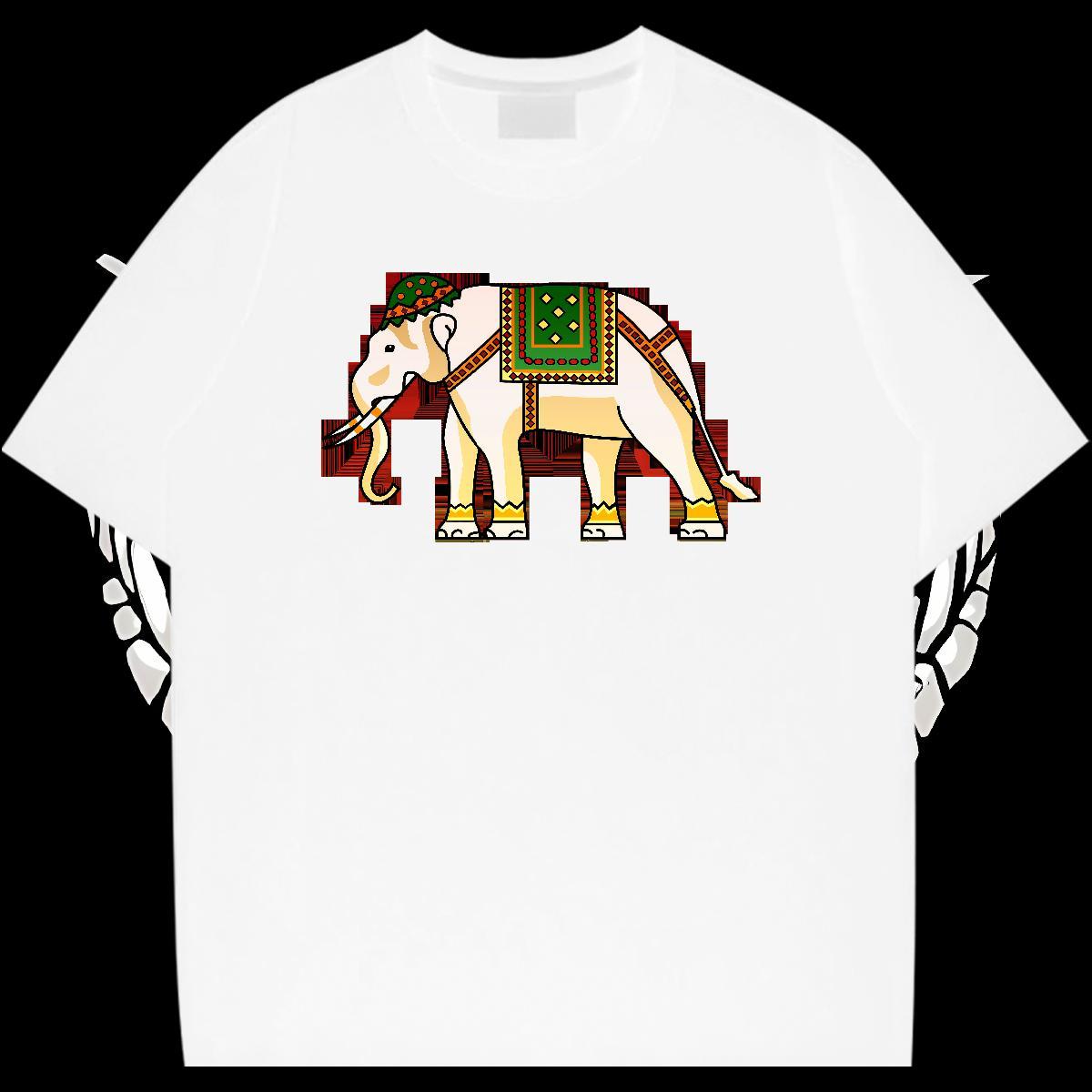 2024 DIY T-Shirts for Men 230g Pure Cotton elephant Street Tshirts Breathable Soft TOP Quality Couples T Shirts Oversized 4XL