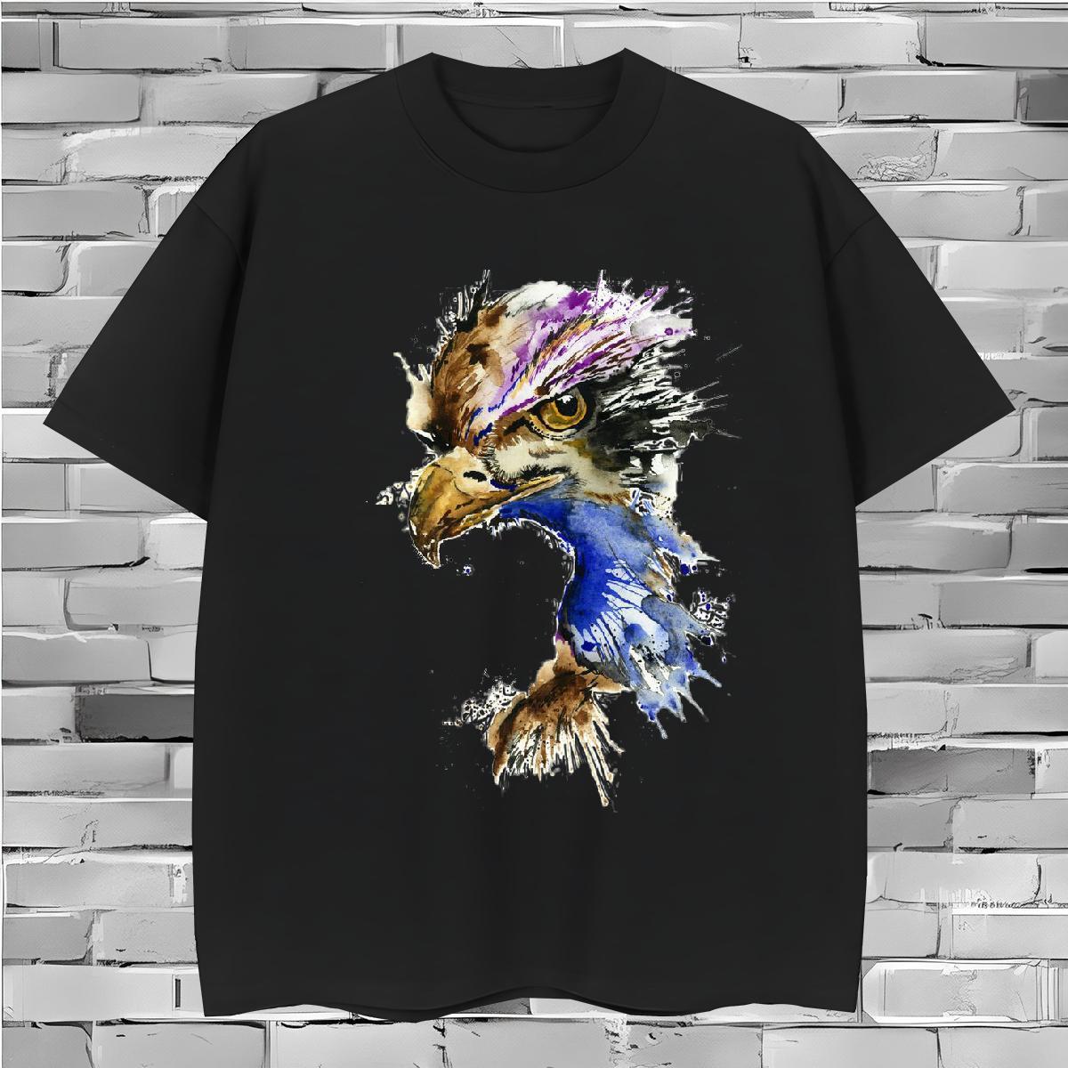 Fashion New T Shirts Men 230g 100% Cotton eagle Hip Hop Tops Shirt Breathable Short Sleeve Popular Men Tshirts DIY Logo Oversized