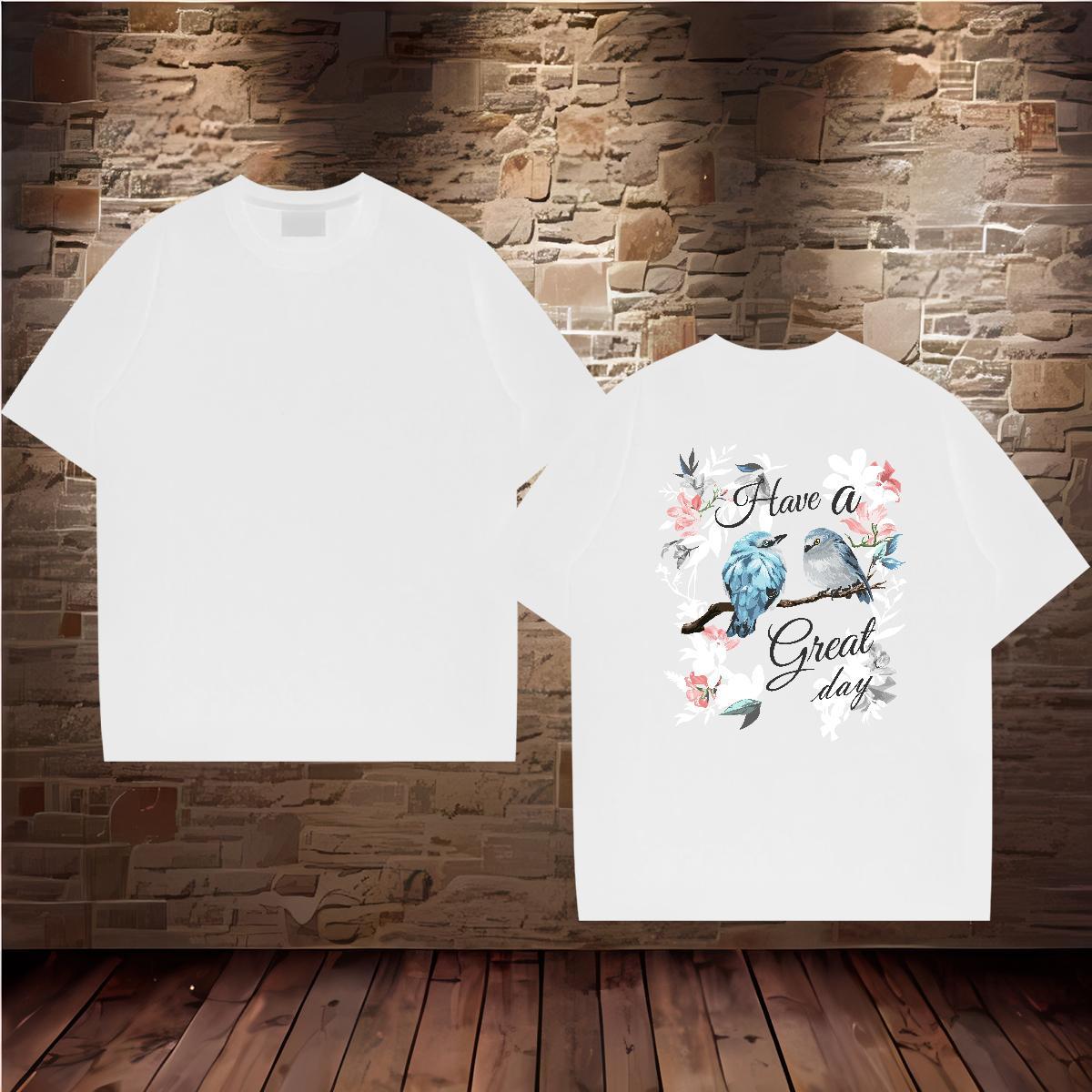 Classic T Shirts Men 230g 100% Cotton bird Casual Daily Wear Tops Shirt Round Neck Short Sleeve Soft Tshirt for Man Woman Plus Size Custom