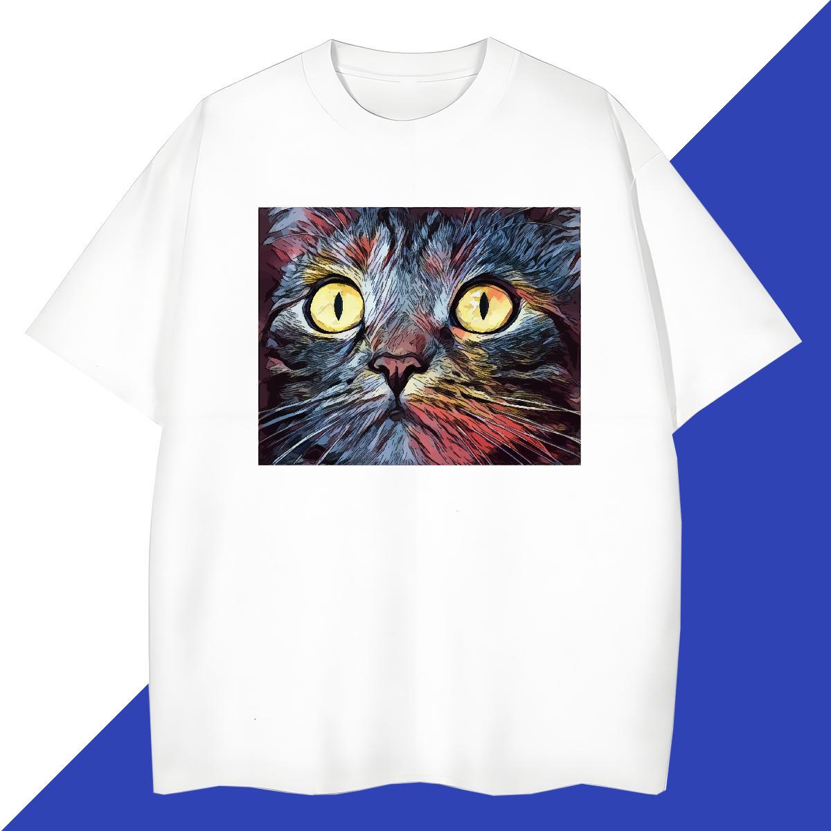 TOP Quality Men Tshirts 230g Pure Cotton Casual Daily Wear cat Cartoon Print Breathable Short Sleeve 2024 Designer T shirt Top Tees