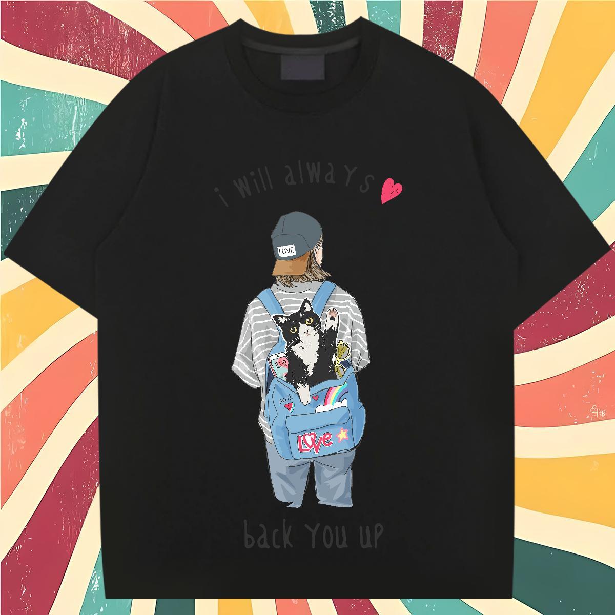 Brand Men T Shirts 230g 100% Cotton cat Beach Tshirts Crew Neck Breathable TOP Quality Men Tees Custom Printing