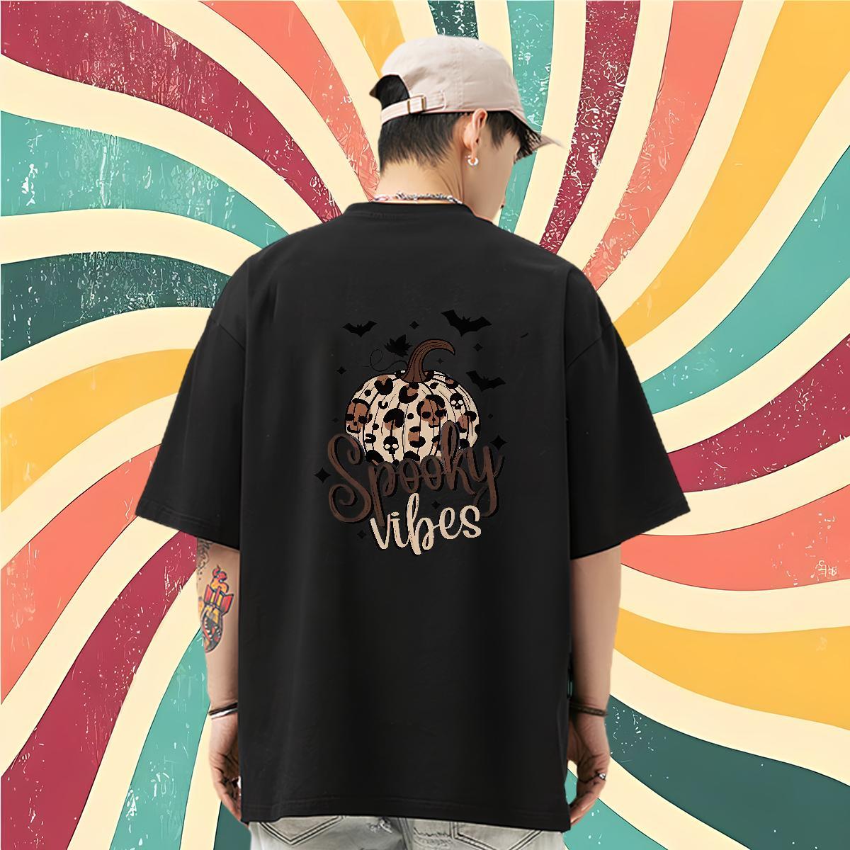 2024 Summer Men T Shirts 230g Cotton pumpkin Street wear Hip Hop Clothings Crew Neck Comfortable Men Clothes T-Shirt Asian Size