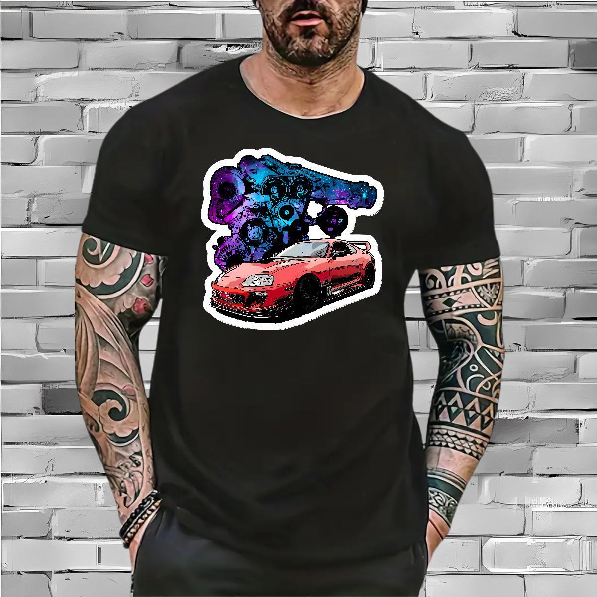 Casual New T Shirt For Man mechanical Tops Tees 100% Cotton 230g Street wear Hip Hop Cool Cartoon Print Breathable Tshirt for Man Woman