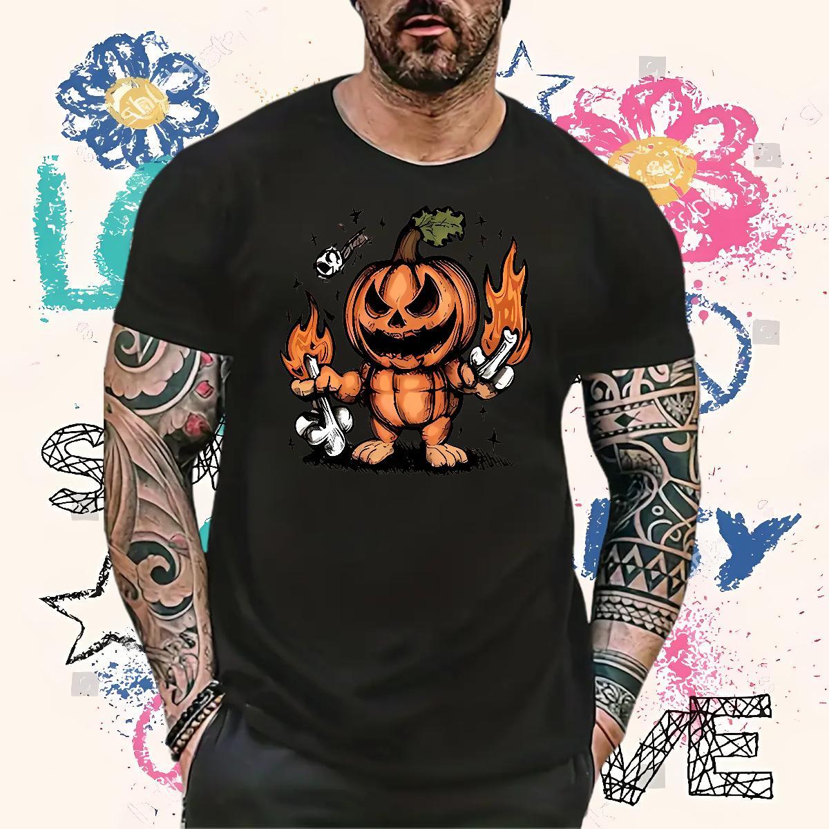 2024 Designer T Shirts Men 230g Cotton halloween Home Outdoor Clothes Breathable Crew Neck Soft Men Tees Black Oversized