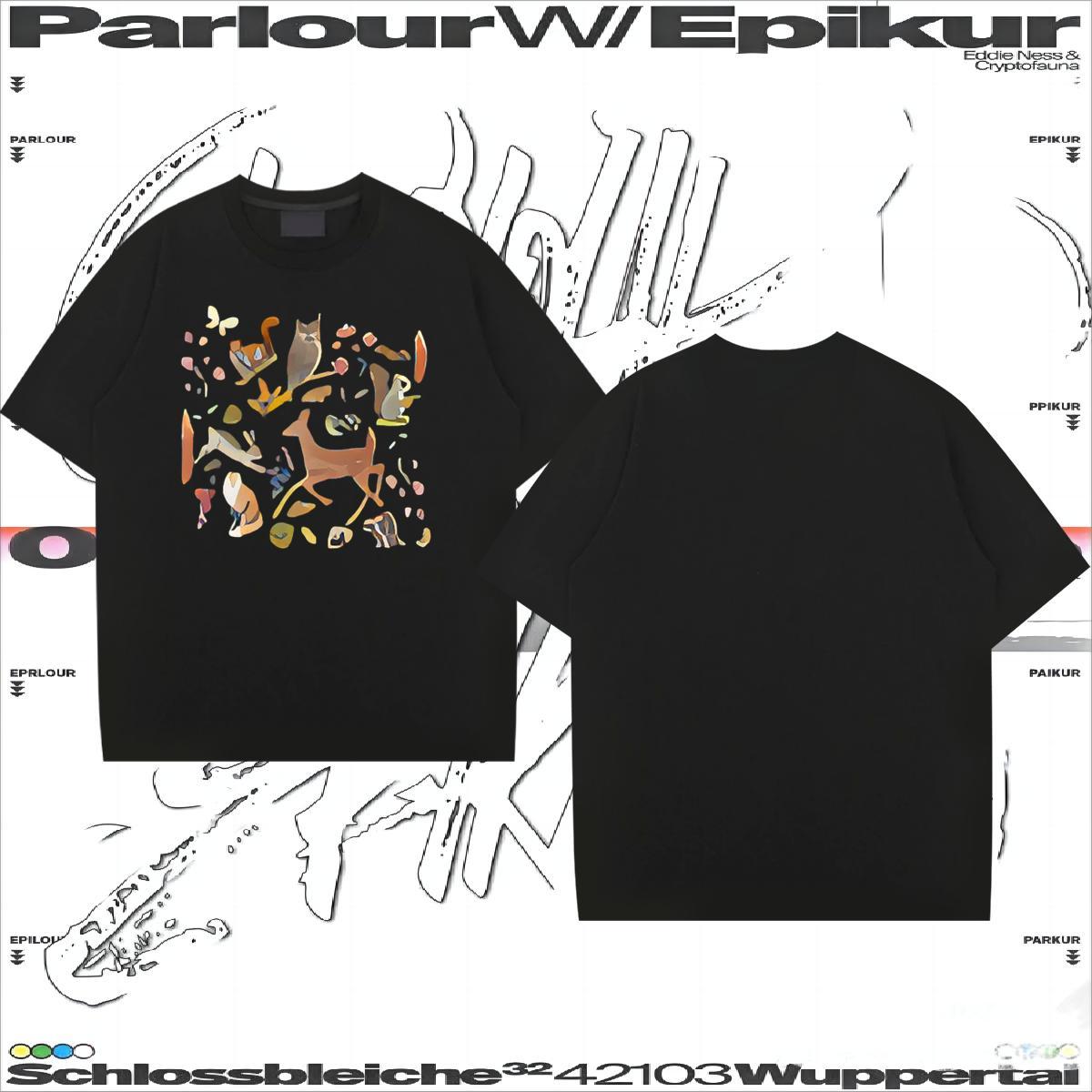 Fashion Casual T shirt 100% Cotton 230g Deer Sport Clothings Breathable Short Sleeve Loose Fit Couples T Shirts Anime