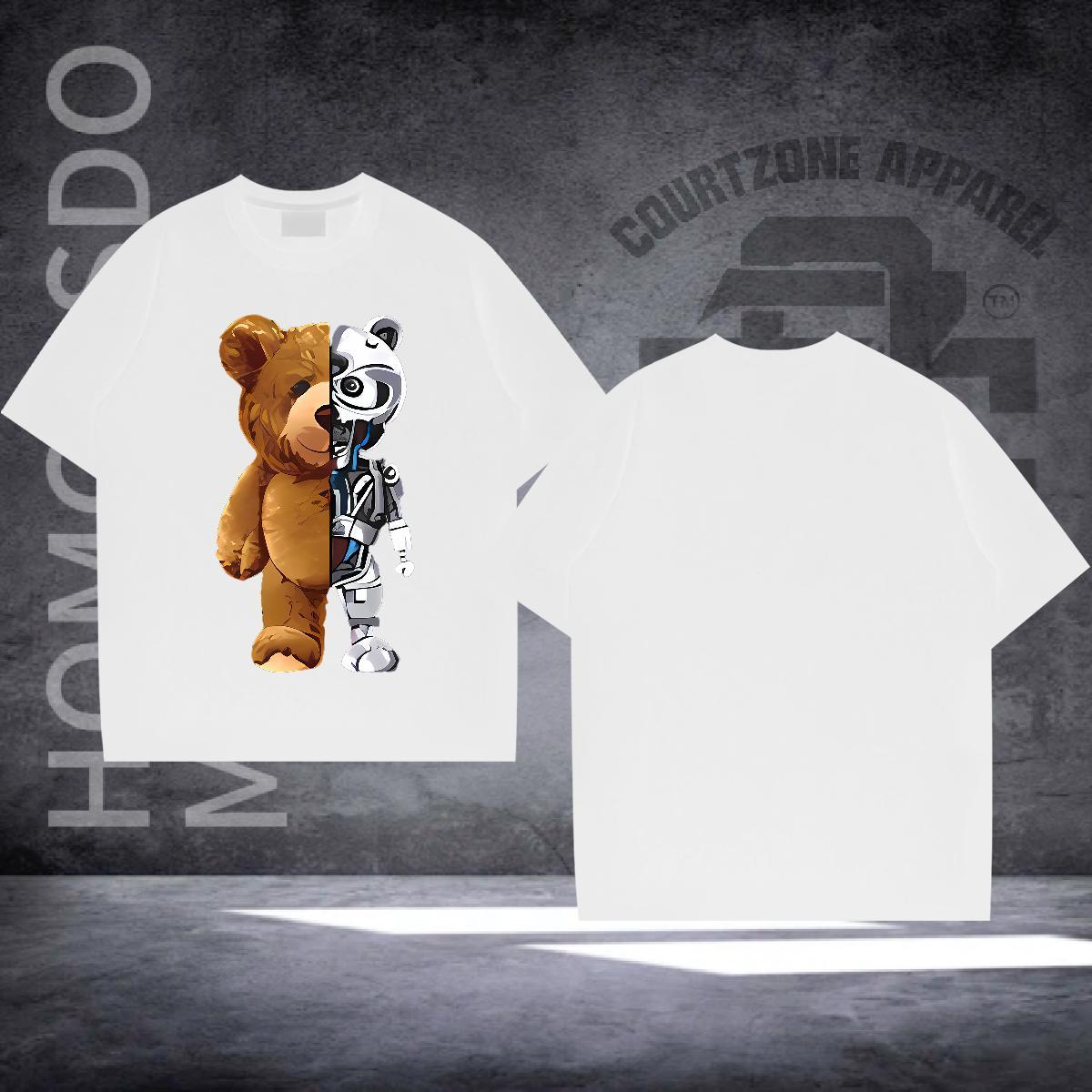Fashion New T Shirts Men 230g Pure Cotton bear Daily Wear Clothings Crew Neck Free Shipping Men Tees Custom Print Oversized