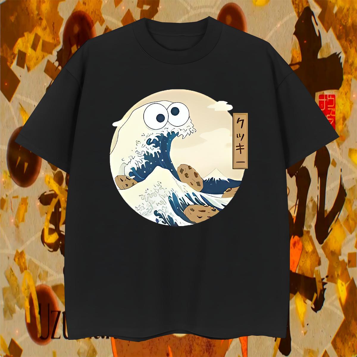 Loose Men Tees 230g 100% Cotton Casual Beach sea wave Custom Printing Crew Neck Free Shipping T shirt Tops Shirt