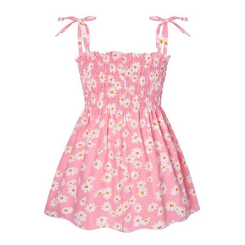 2023 Summer Girls Casual Dress Daisy Print Pendant Baby Sleeveless Flower Beach Dress Childrens Baby ClothingW240720