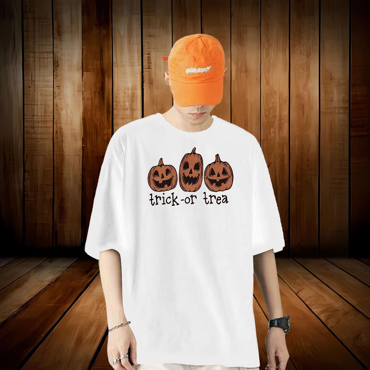 DIY Customized T Shirt For Man 230g 100% Cotton halloween Summer Casual Tops Breathable Crew Neck Popular Men Tops Tees DIY Printed