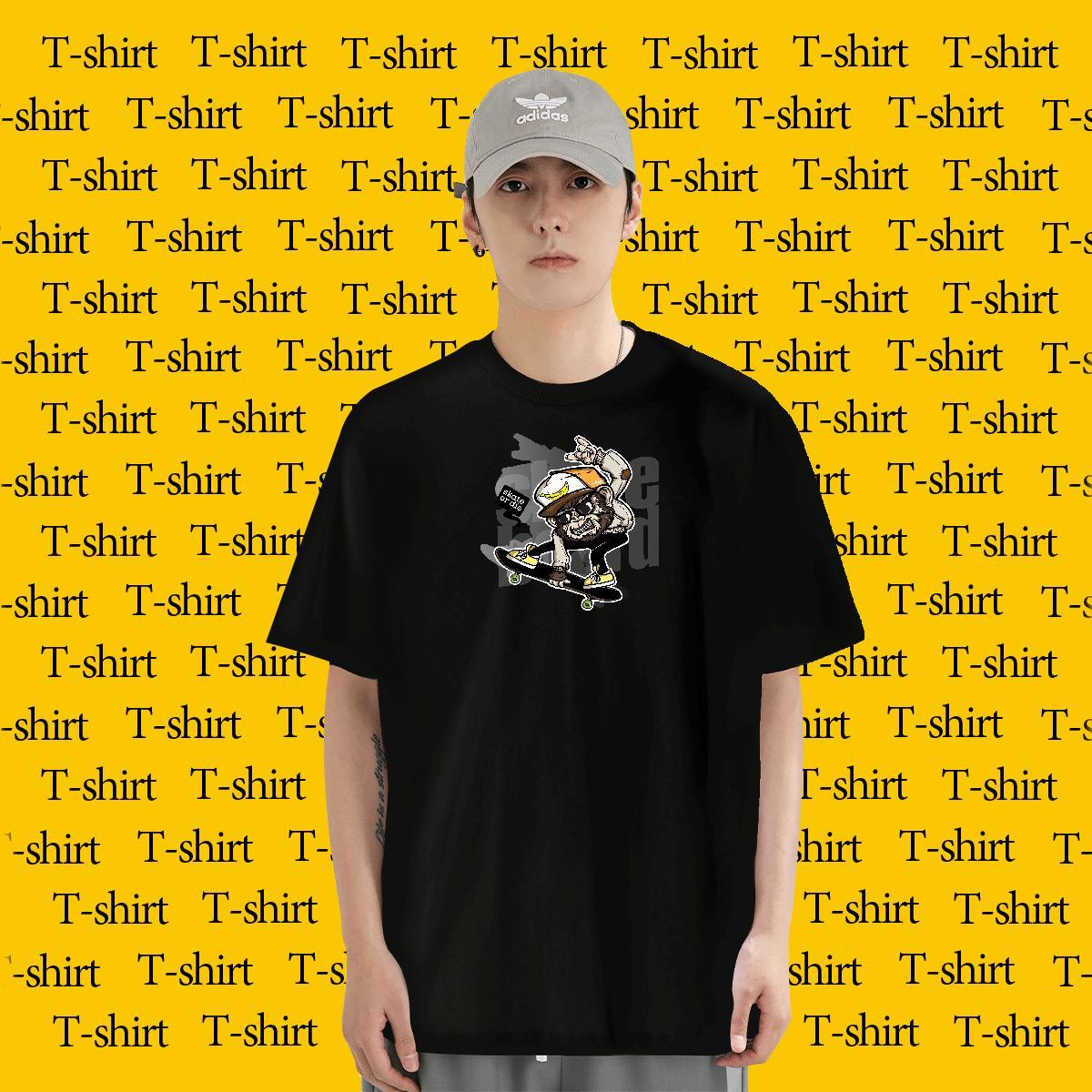 Classic Tshirt for Man Woman 230g Cotton Home Outdoor chimpanzee Anime Round Neck Short Sleeve New Men T Shirts Tshirts