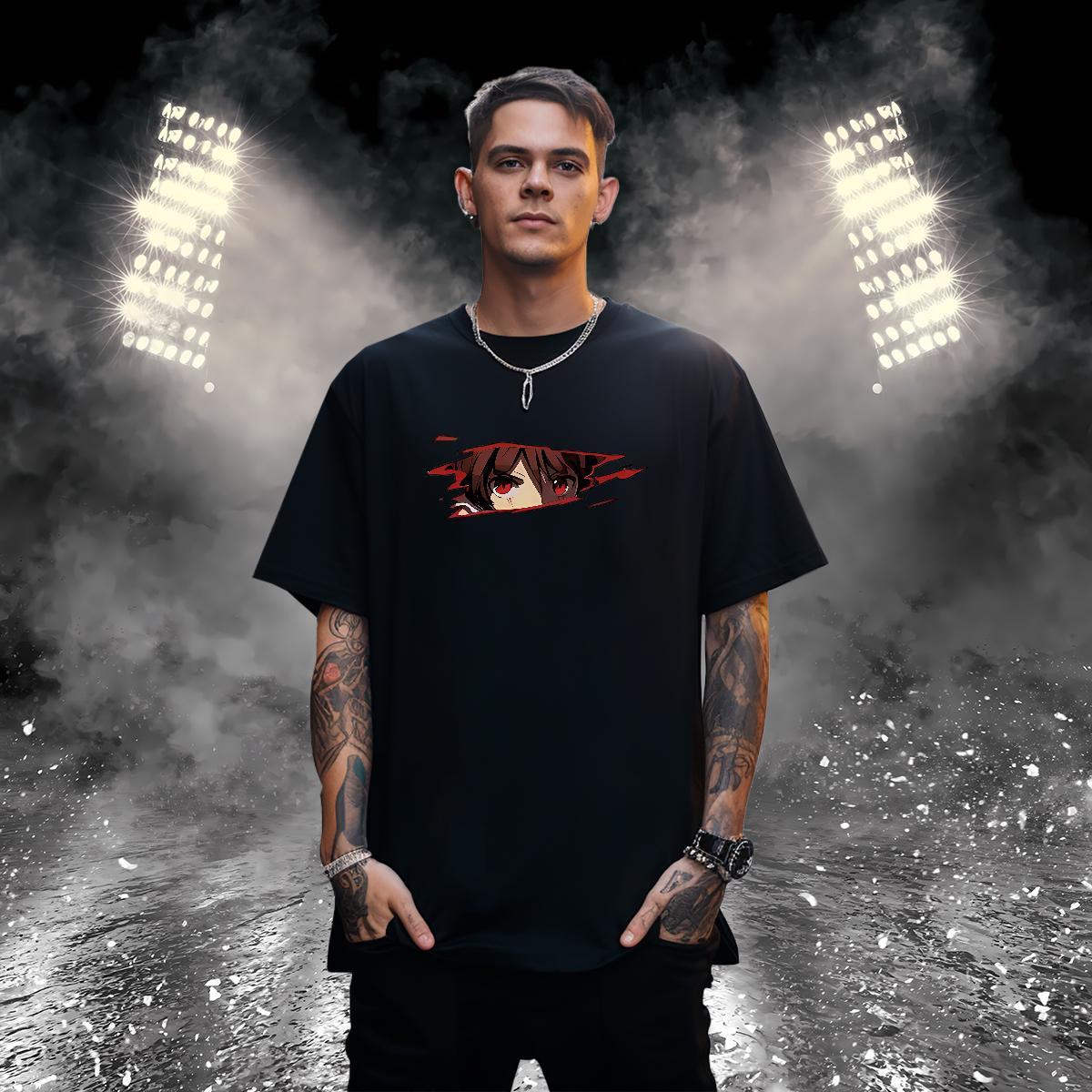 T-Shirts 230g 100% Cotton eyes Hip Hop Street Short Sleeve O-Neck Asian Size Men Tops Tees 2024 DIY Classic Tees Shirts