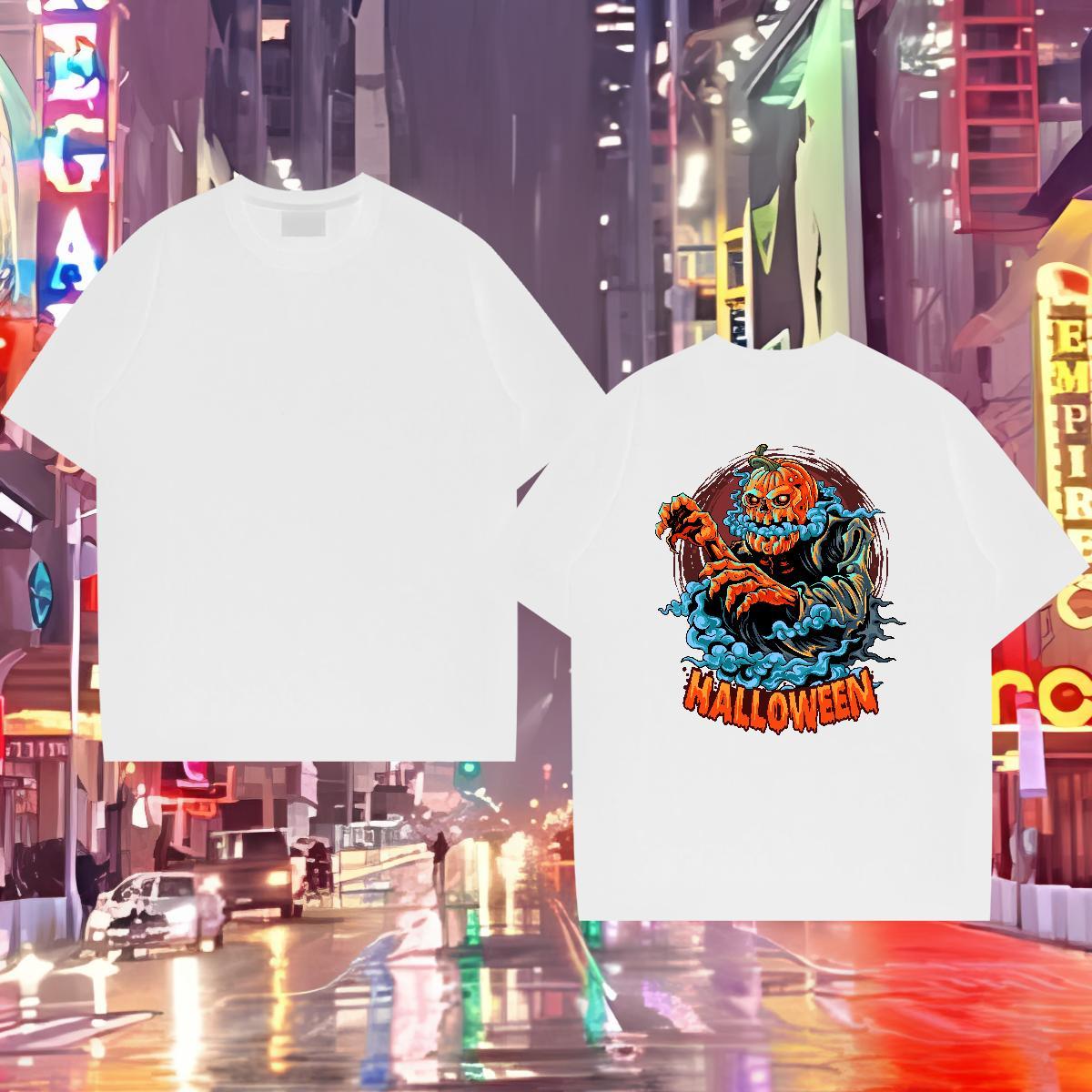 Customized T Shirt For Man 230g 100% Cotton Halloween Casual Daily Wear Polos Breathable Crew Neck Soft Tshirts Custom Big Size