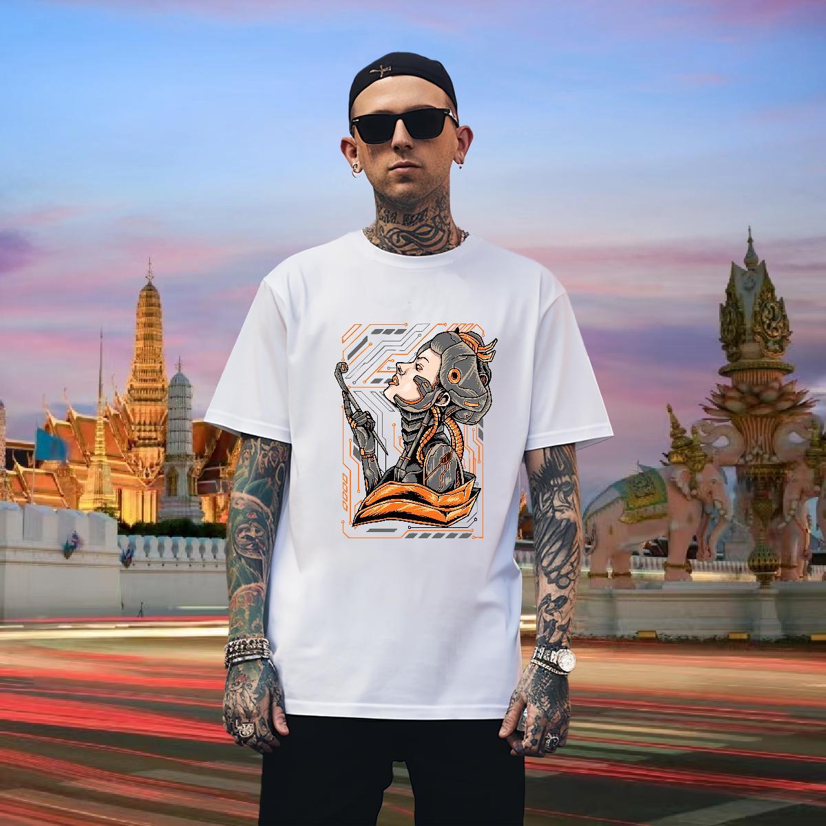 T shirt 230g Pure Cotton Terror Spring Summer Crew Neck Breathable Custom Anime Men Tees Fashion TOP Quality Wear