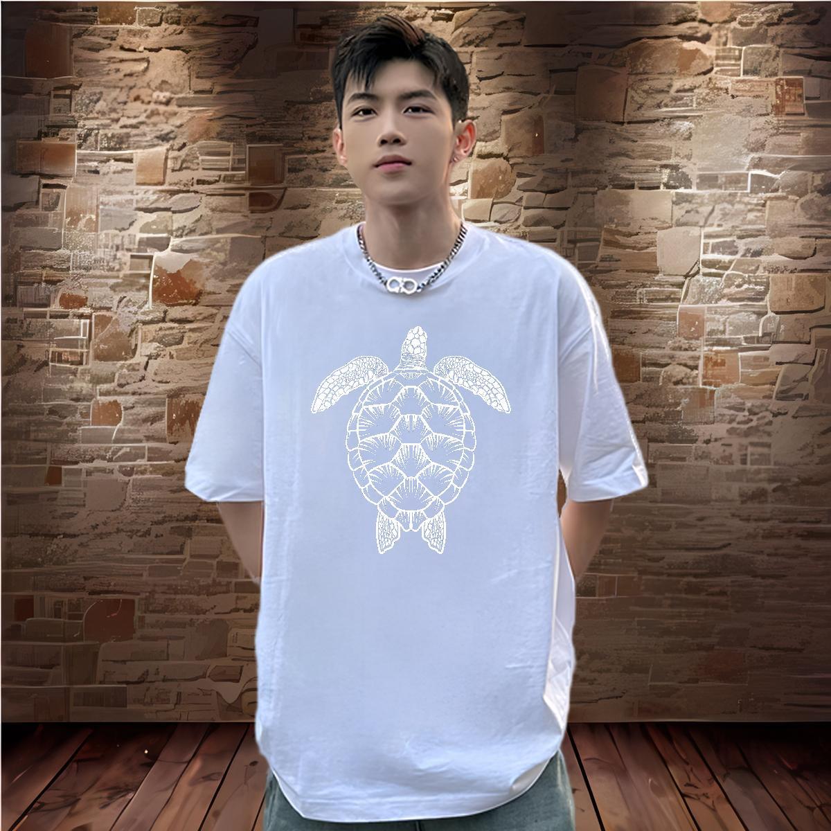 Fashion T shirt 100% Cotton 230g tortoise Street Casual Tshirts Breathable Crew Neck Comfortable Couples T Shirts Custom Printed