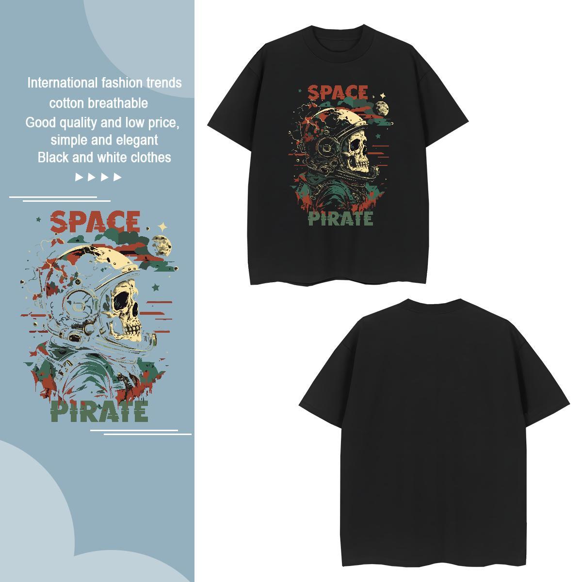 T-Shirts for Men 230g 100% Cotton spaceman Hip Hop Street Breathable Soft Oversized 3XL 4XL Mens Tshirts New Arrival Brand Clothings