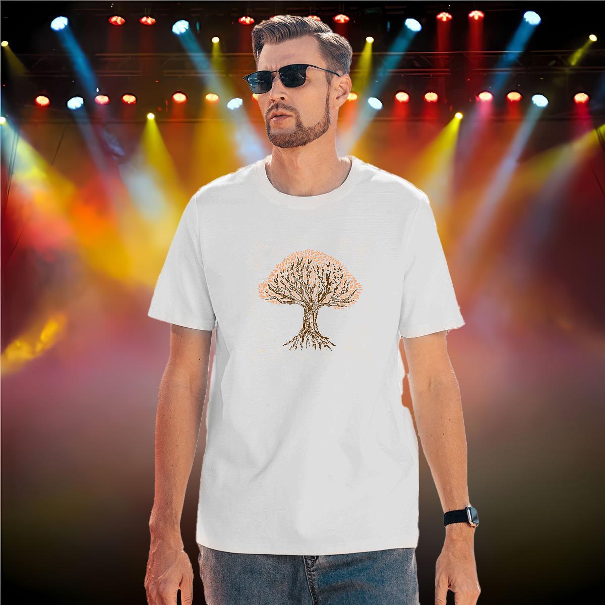 New Designer Men T Shirts 230g 100% Cotton tree Street wear Hip Hop Clothings Breathable Short Sleeve Popular Mens Tshirts Black White
