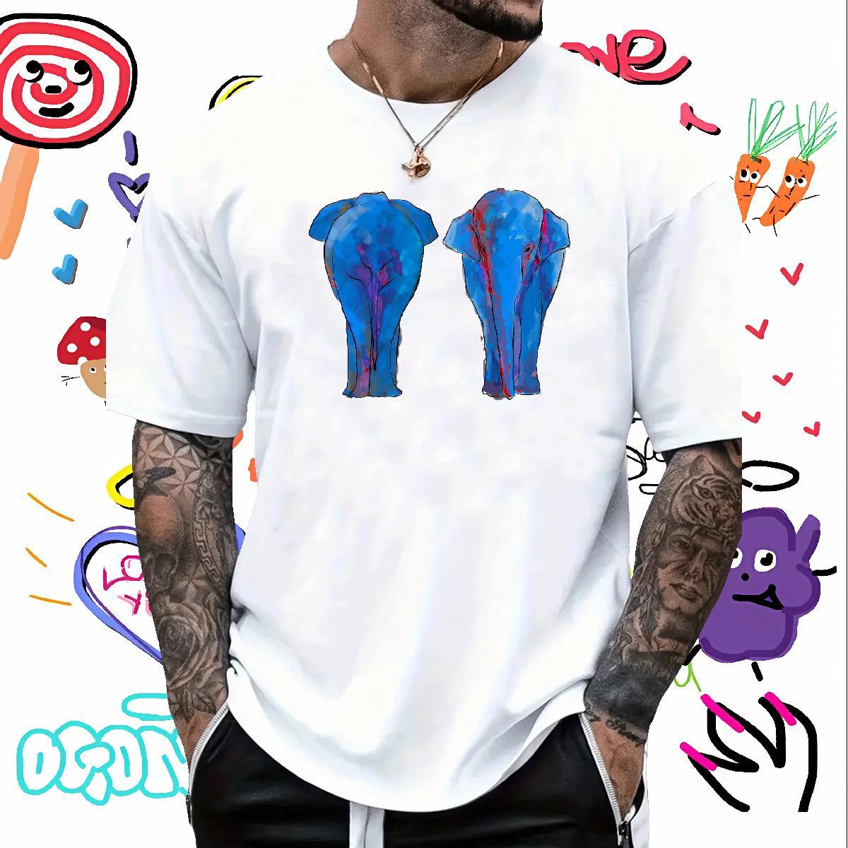 Designer Men T Shirts 230g 100% Cotton Elephant Home Outdoor Tshirts Breathable Crew Neck Free Shipping Tshirt for Man Woman Skull