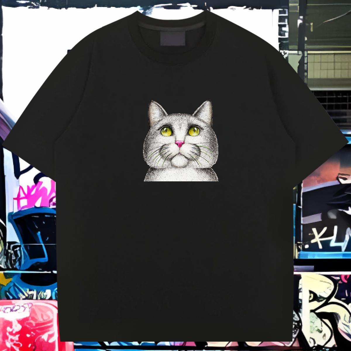 T-Shirts for Men 230g Pure Cotton cat Home Outdoor Breathable DIY Anime Mens Tshirts Factory Direct Comfortable Top Tees