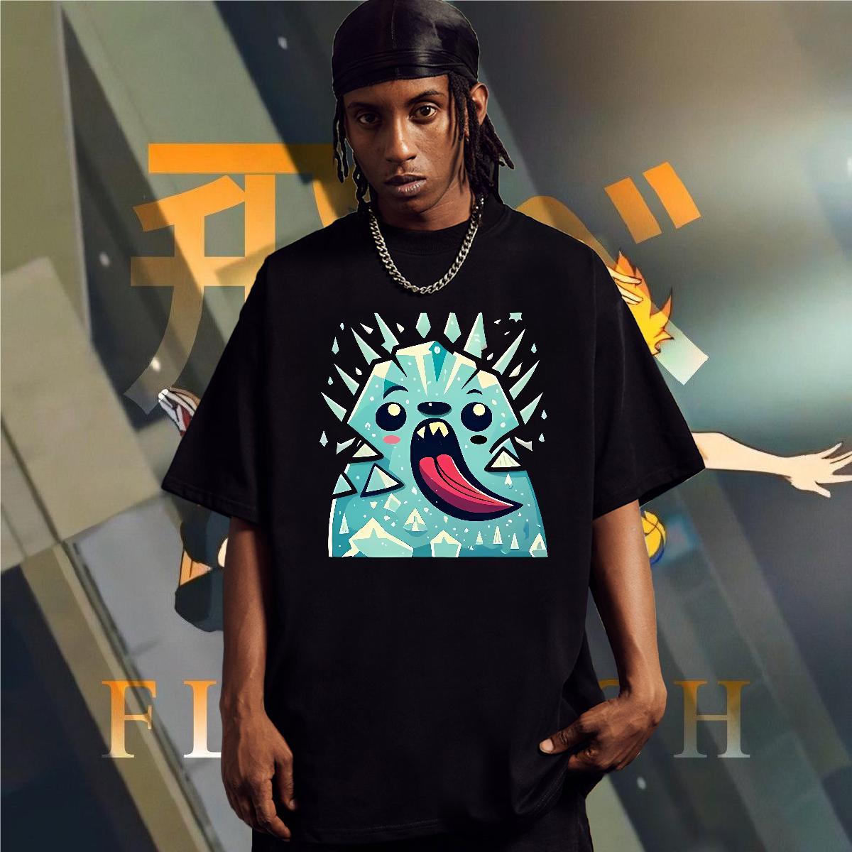 T shirt 230g 100% Cotton grimace Casual O Neck Short Sleeves White Plus Size Couples T Shirts New Designer Cool Tops