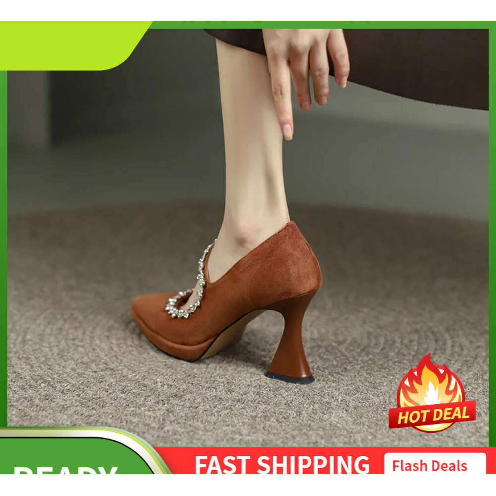 Shoes Ddmysports Women France Style Igh Clunky Eel Diamond Dress Wear Comfort Black Free Shipping Outdoor