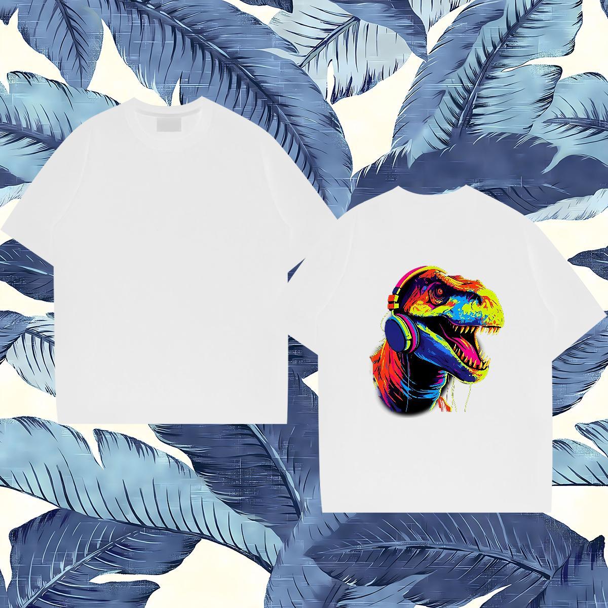 Fashion Design T Shirt For Man 230g Cotton dinosaur Casual Daily Wear Polos Short Sleeve O-Neck Soft Mens Tshirts Asian Size