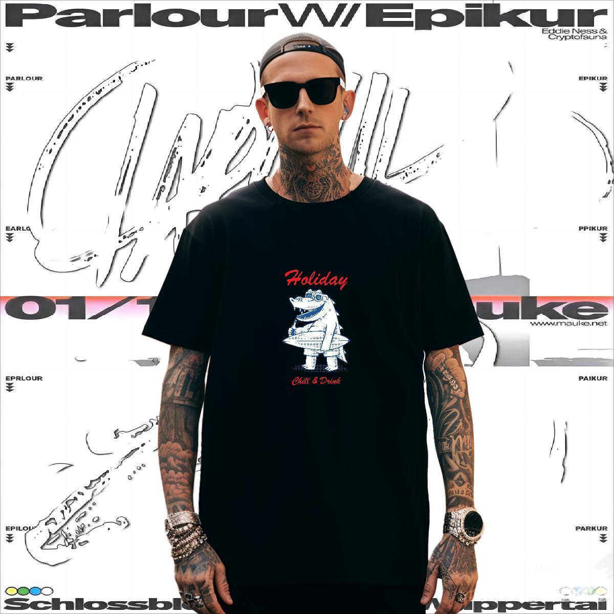 Mens T Shirts 230g 100% Cotton crocodile Daily Outfit Short Sleeve O-Neck DIY Couples T Shirts 2024 New Cool Wear