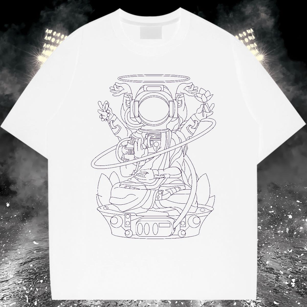 Man T Shirts 230g Pure Cotton universe High Street Hip Hop O-Neck Short Sleeve Plus Size Cartoon Tshirt for Man Woman 2024 DIY TOP Quality Tees