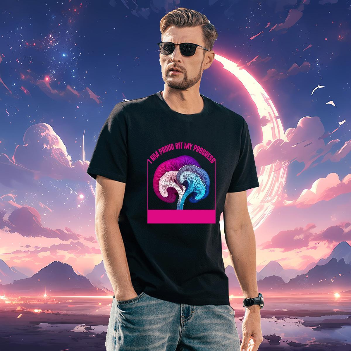 Mens T Shirts 230g 100% Cotton mushroom Summer Casual Crew Neck DIY Logo Oversized Men Tshirts Designer Fashion Classic Clothes