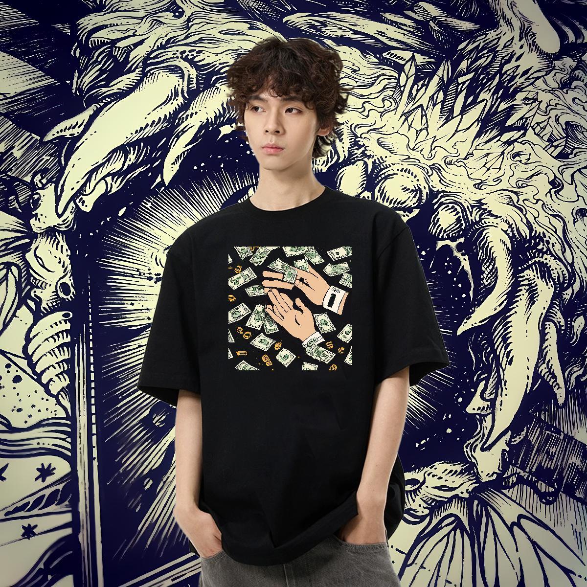 Brand Couples T Shirts 230g Pure Cotton Home Outdoor dollar Customized Crew Neck 2024 DIY T-Shirts for Men Tops