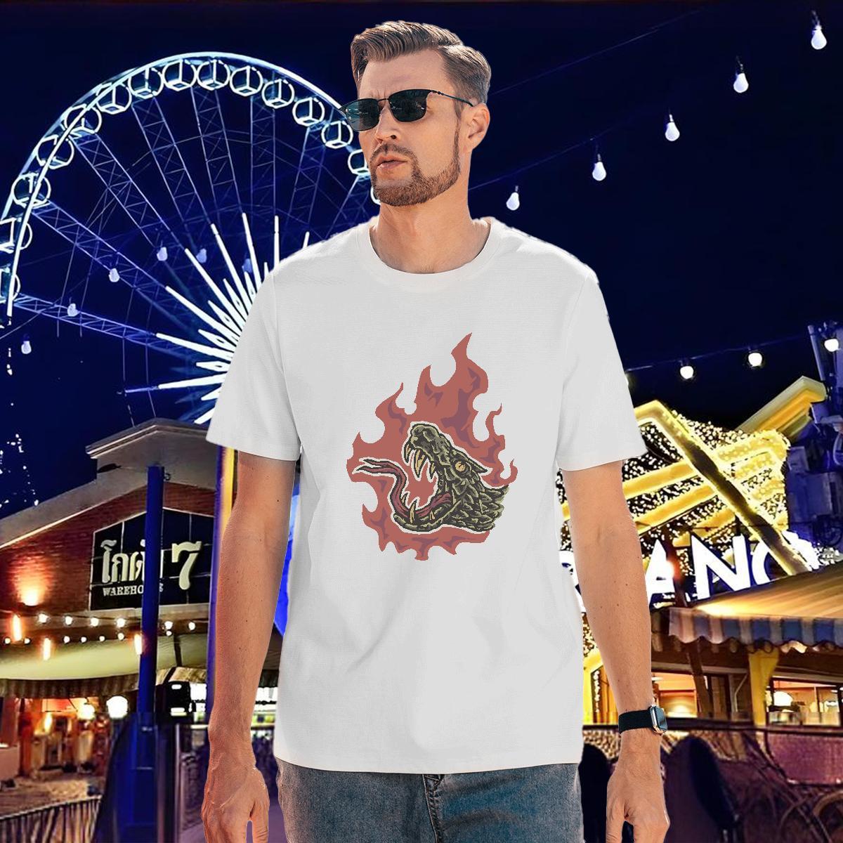 DIY Customized Mens T Shirts 230g Cotton crocodile High Street Hip Hop Wear Breathable Short Sleeve Soft Men Tees DIY Anime