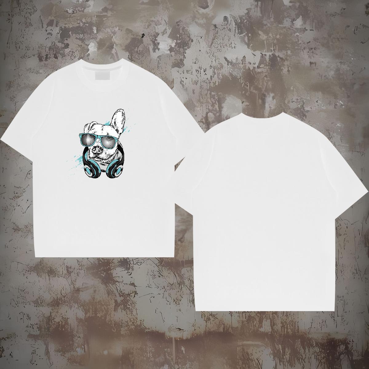 Designer Fashion T Shirts Men 230g Pure Cotton dog Beach Tops Tees Crew Neck Breathable Soft Mens Tshirts Anime