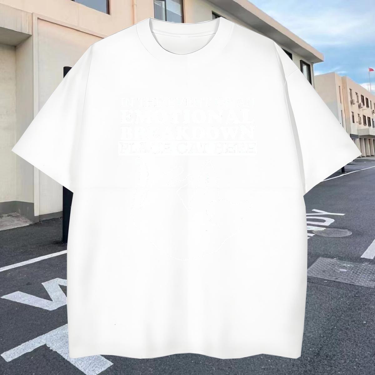 Classic Men Tees 100% Cotton 230g Casual Beach cat Cartoon Print Short Sleeve O-Neck Custom Men T Shirts Tee Shirt