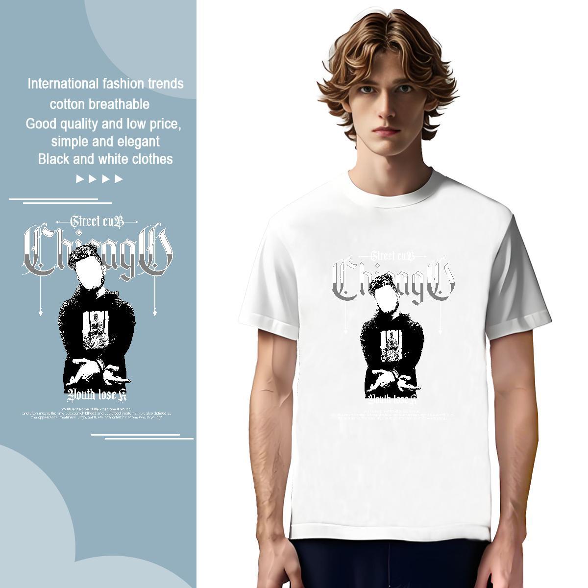 T Shirt For Man 230g 100% Cotton portrait Casual Daily Wear Breathable Short Sleeve Asian Size Men Tshirts Free Shipping Brand Polos