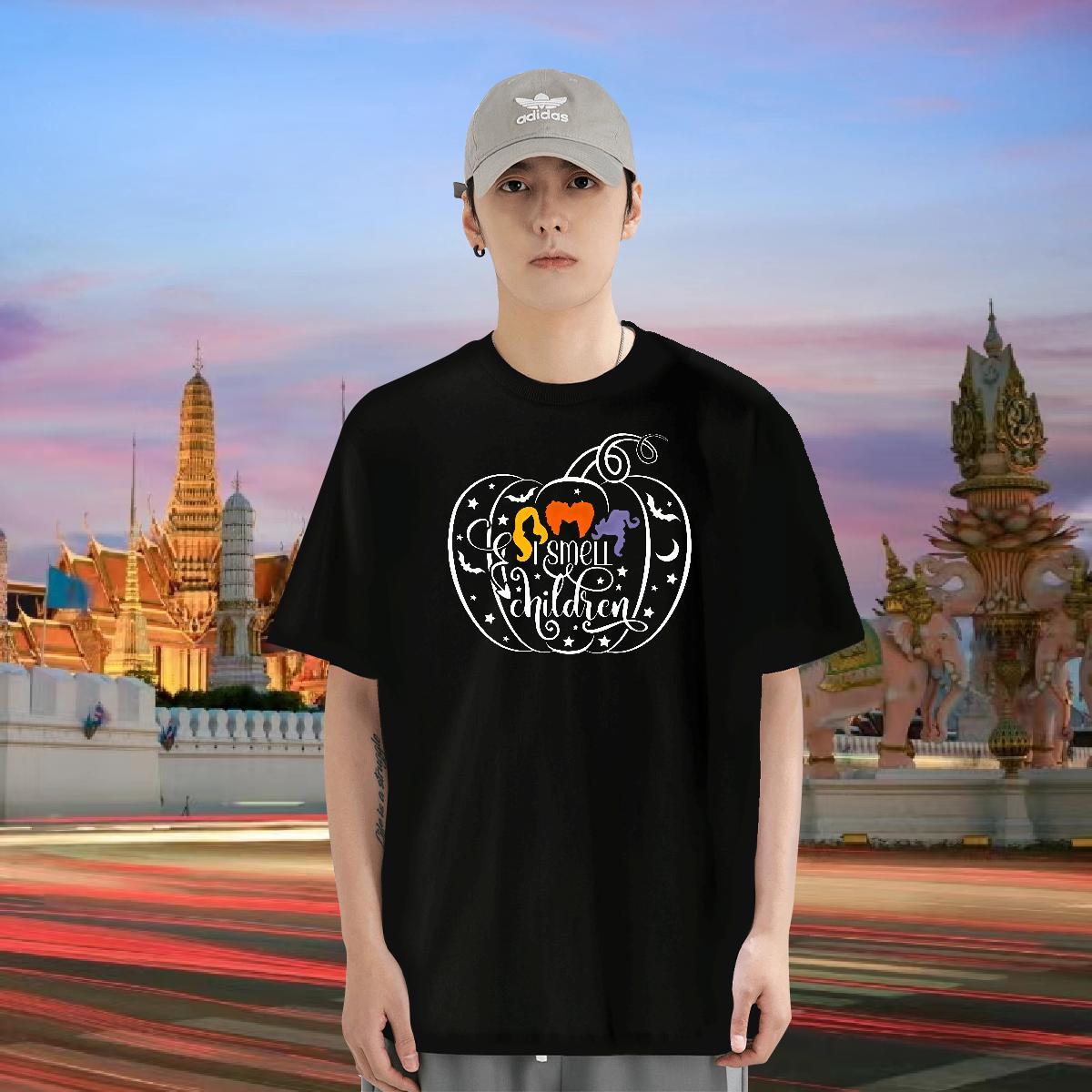 T shirt 230g Pure Cotton halloween Daily Outfit Breathable Crew Neck Custom Cartoon Men Clothes T-Shirt Factory Direct Popular Polos