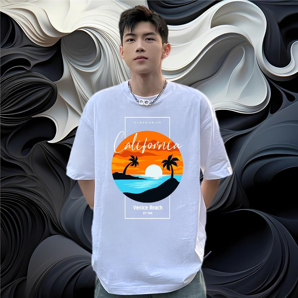 Fashion Designer T Shirt For Man 100% Cotton 230g sea Sports Casual Tees Breathable Short Sleeve TOP Quality Mens Tshirts Graphic