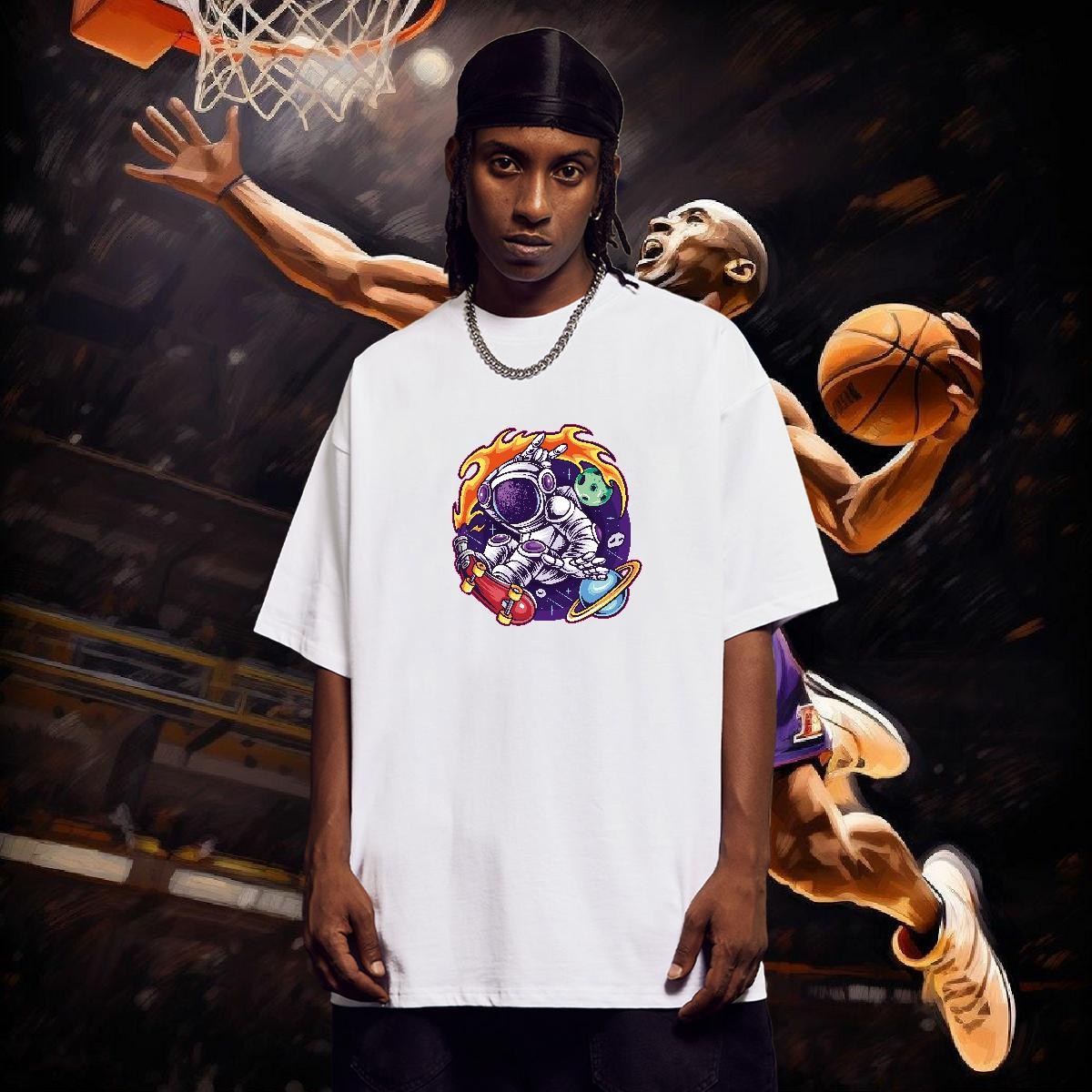 T-Shirts for Men 100% Cotton 230g universe Summer Casual Crew Neck Custom Print Oversized Men Tees New Arrival Cool Tees Shirts