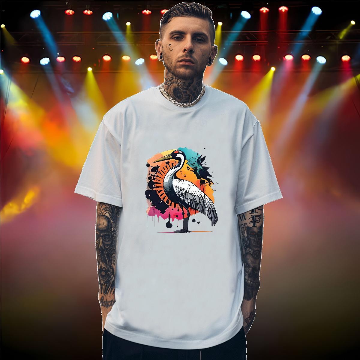 T-Shirts 230g Pure Cotton bird Casual O-Neck Short Sleeve Custom Big Size Mens Tshirts 2024 New Comfortable Tops