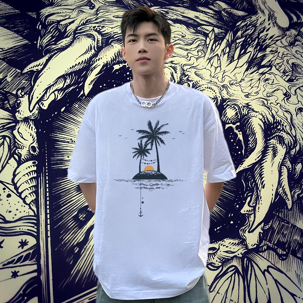 Free Shipping T Shirts Men 230g Cotton sea Sport Tshirts O-Neck Short Sleeve TOP Quality Men Tshirts Oversized 4XL