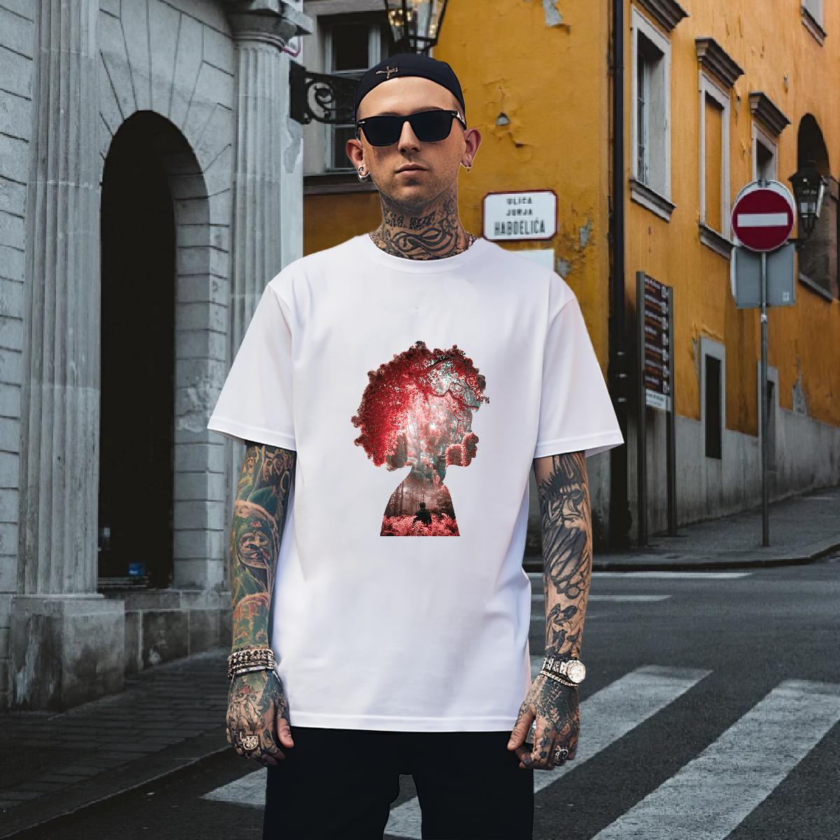 Mens T Shirts 230g 100% Cotton icon Street Crew Neck Breathable Oversized Men Tops Tees 2024 DIY Wholesale Top Tees