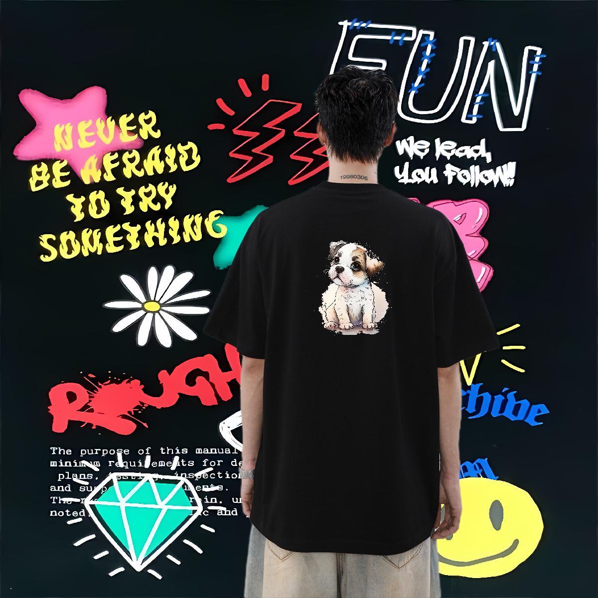 2024 T-Shirts 230g Cotton Anime Printing Street Tops Shirt Breathable Short Sleeve Cool Design Couples T Shirts Custom Anime